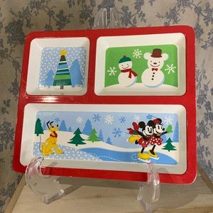 Disney Holiday Mickey & Minnie 3 Section Melamine Tray